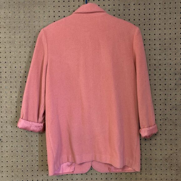 Vintage Blazer Jacket Academia Preppy Old Money Peach Pink Wool Blend Medium - Picture 6 of 6